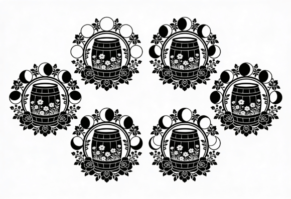 Download Barrel Moon Phase Floral SVG Cut File - Floral svg Collection