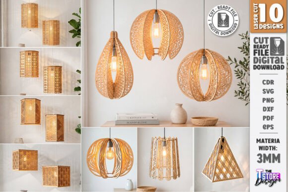 Download Pendant Light Shade Laser Cut Bundle SVG - Light Collection