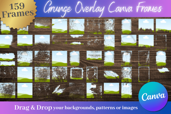 Download 159pc Grunge Bleach Effect Canva Frames - Grunge Collection