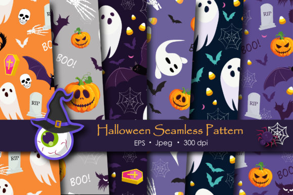 Download Halloween Ghost and Pumpkins Pattern - Premium Resources