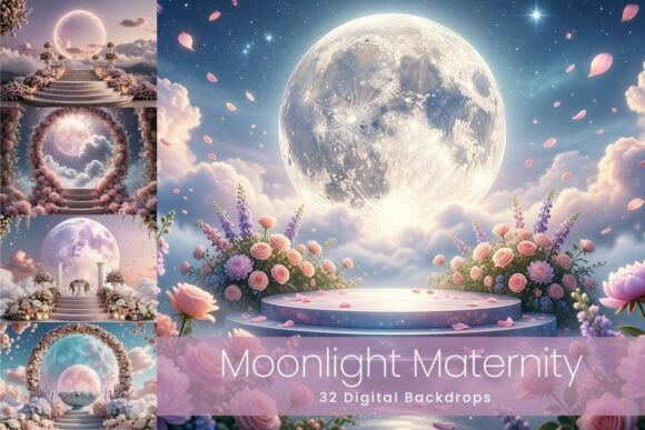 Download 32 Moonlight Maternity Digital Backdrops - Light Collection