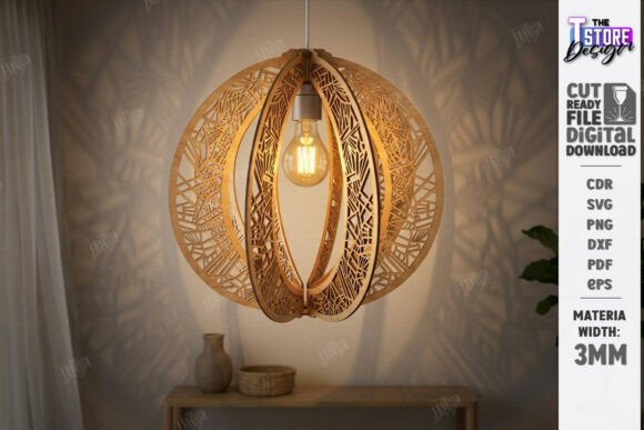 Download Wooden Pendant Light Shade Laser Cut - Light Collection