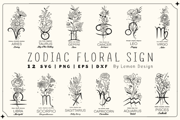 Download Zodiac Sign Floral SVG Design Bundle - Floral svg Collection