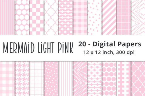Download Mermaid Light Pink Digital Pattern Paper - Light Collection