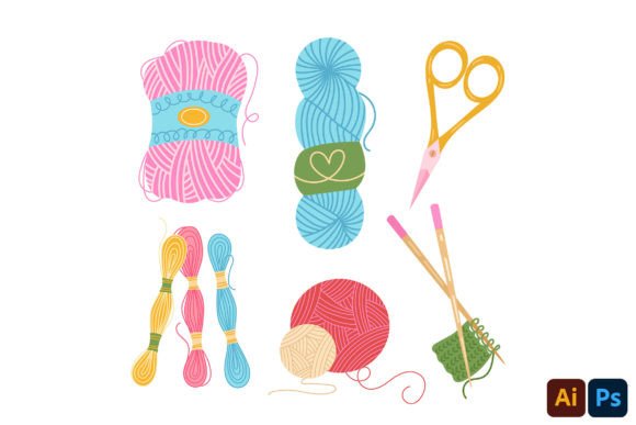 Download Flat Hand-Drawn Knitting Material - Material Collection