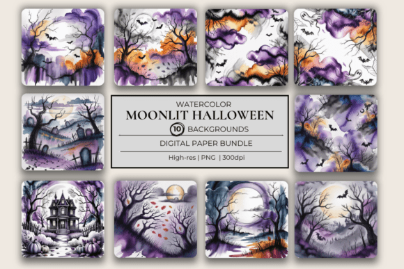 Download Purple &amp; Black Watercolor Spooky Papers - Spooky papers Collection